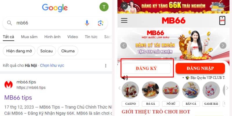 Bước 1 : Vào trang chủ Mb66 