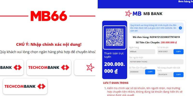 Copy thông tin ngân hàng nhận rồi ra app chuyển khoản 